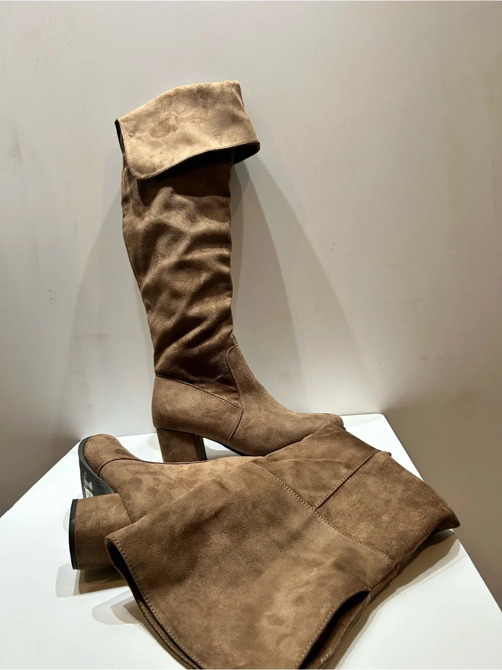 J.Adams Thigh High Tan Vegan Suede Boots Size 9 NWT